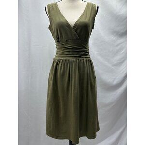 The North Face Heartwood Dress Women's S Olive Ruched Waist Pockets Soft Cotton